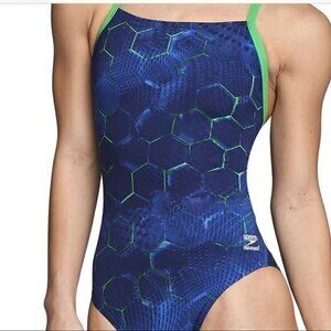 Speedo Endurance+ Flyback Training Suit Onepiece, Size‎ 24 Blue&Green